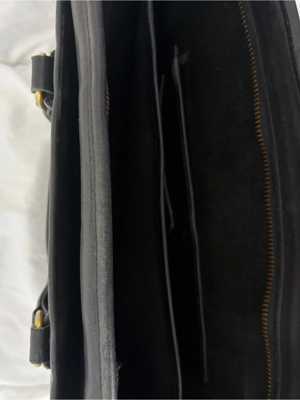 Men's Black Leather Briefcase with Top Handles